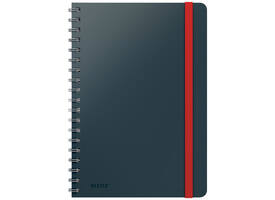 Notitieboek Leitz Cosy B5 160blz 100gr spiraal lijn grijs