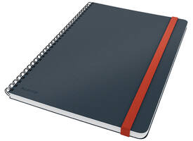 Notitieboek Leitz Cosy B5 160blz 100gr spiraal lijn grijs