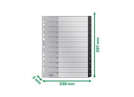 Tabblad Leitz Recycle A4 11-gaats 1-12 extra breed PP