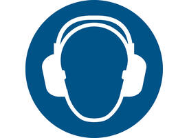 Pictogram bordje Djois Gehoorbescherming verplicht Ø200mm blauw