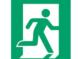 Pictogram bordje Djois Nooduitgang rechts 200x200mm groen