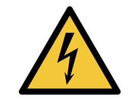 Pictogram bordje Djois Waarschuwing: elektrische spanning 200x176mm geel