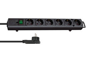 Stekkerdoos Brennenstuhl Comfort Plus 6vdig incl platte stekker 2m zw