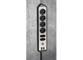 Stekkerdoos Brennenstuhl bureau Estilo 6vdig incl 2 USB 2m zw/zilver