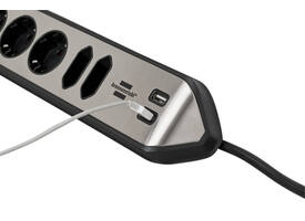 Stekkerdoos Brennenstuhl bureau Estilo 6vdig incl 2 USB 2m zw/zilver