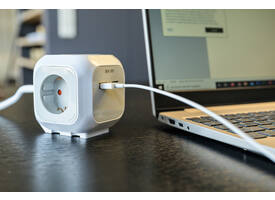 Stekkerblok Brennenstuhl 4 voudig inclusief 2 USB 140cm wit/grijs