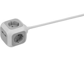 Stekkerblok Brennenstuhl 4 voudig inclusief 2 USB 140cm wit/grijs