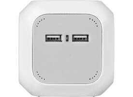 Stekkerblok Brennenstuhl 4 voudig inclusief 2 USB 140cm wit/grijs