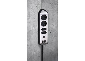 Stekkerdoos Brennenstuhl bureau Estilo 4vdig incl 2 USB 2m zwart/zi
