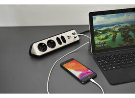 Stekkerdoos Brennenstuhl bureau Estilo 4vdig incl 2 USB 2m zwart/zi