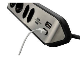 Stekkerdoos Brennenstuhl bureau Estilo 4vdig incl 2 USB 2m zwart/zi