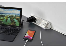 Stekkerdoos Brennenstuhl bureau Estilo 4vdig incl 2 USB 2m wit/zilver