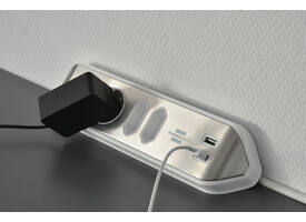 Stekkerdoos Brennenstuhl bureau Estilo 4vdig incl 2 USB 2m wit/zilver