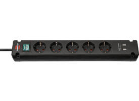 Stekkerdoos Brennenstuhl Bremounta 5vdig incl 2 USB 3m zwart