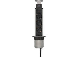 Stekkerdoos Brennenstuhl toren 3 voudig 2 meter zwart/zilver