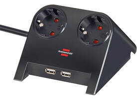 Stekkerdoos Brennenstuhl  bureau 2vdig incl 2 USB 1.8m zwart
