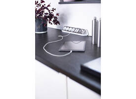 Stekkerdoos Brennenstuhl bureau Estilo 6vdig incl 2 USB 2m wit/zilver