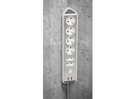 Stekkerdoos Brennenstuhl bureau Estilo 6vdig incl 2 USB 2m wit/zilver