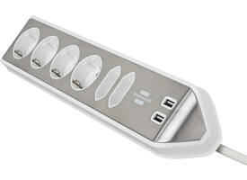Stekkerdoos Brennenstuhl bureau Estilo 6vdig incl 2 USB 2m wit/zilver