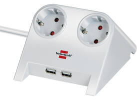 Stekkerdoos Brennenstuhl bureau 2 voudig inclusief 2 USB 1.8m wit