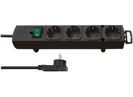 Stekkerdoos Brennenstuhl Comfort Plus 4vdg incl platte stekker 2m zw