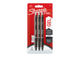 Gelschrijver Sharpie S-gel medium zwart blister à 3 stuks