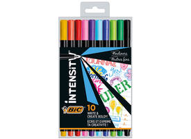 Fineliner Bic Intensity fijn assorti pak à 10 stuks