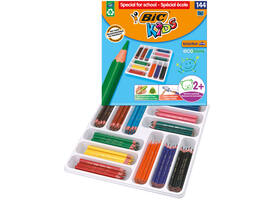 Kleurpotloden BicKids Evolution ecolutions ass schoolbox à 144 stuks