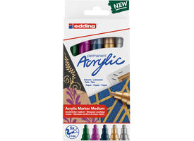 Acrylmarker edding e-5100 medium metallic assorti set à 5 stuks