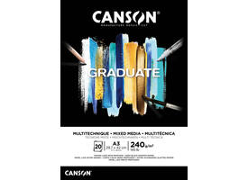 Mixed mediapapier Canson Graduate Mixed Media 20vel 240gr A3 zwart