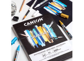 Mixed mediapapier Canson Graduate Mixed Media 20vel 240gr A4 zwart