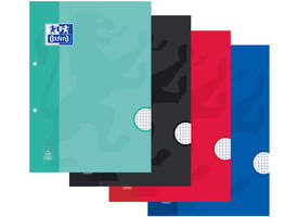Cursusblok Oxford School A4 ruit 5x5mm 2-gaats 200 pagina's 80gr assorti