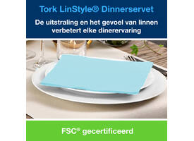 Dinerservet Tork Linstyle Premium 1/4 vouw 1-laags 390x390mm 50 vel aquablauw 478880