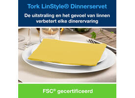Dinerservet Tork Linstyle Premium 1/4 vouw 1-laags 390x390mm 50 vel mosterdgeel 478859