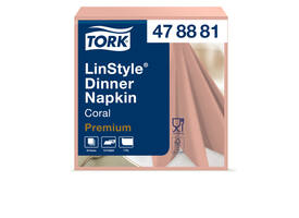 Dinerservet Tork Linstyle Premium 1/4 vouw 1-laags 390x390mm 50 vel koraal 478881