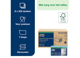 Reinigingsdoek Tork W8 Premium 1-laags 40 vel blauw 194450