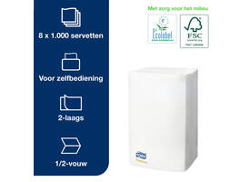 Servet Tork N4 Xpressnap Premium 1/2 vouw 2-laags 213x165mm 1000 vel wit 15850