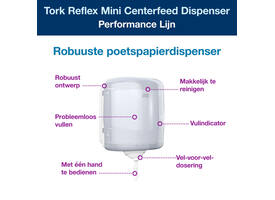 Poetspapierdispenser Tork M4 Reflex Performance wit 473190