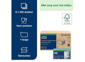 Reinigingsdoek Tork W8 Premium 1-laags 40 vel groen 194550