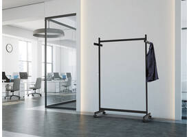 Garderoberek MAUL Samba mobiel 115X172X51cm 40kg, 10 haken zwart RAL9004