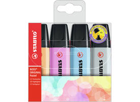 Markeerstift STABILO BOSS Original 70/4 pastel incl grijs ass 4st