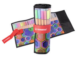 Fineliner STABILO point 88/25 Arty rollerset zwart fijn ass 25st