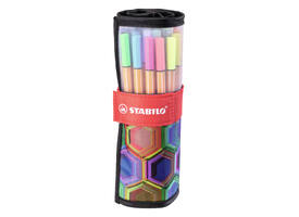 Fineliner STABILO point 88/25 Arty rollerset zwart fijn ass 25st