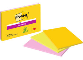 Memoblok Post-it 6445 Super Sticky 152x101mm assorti 3st