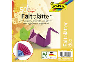 Vouwblaadjes Folia 80gr 15x15cm 50 vel 2-zijdig 10 duo kleuren