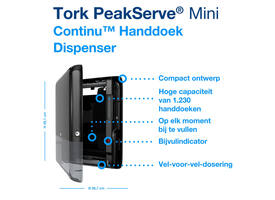 Handdoekdispenser Tork H5 Elevation PeakServe klein zwart 552558