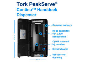 Handdoekdispenser Tork H5 Elevation PeakServe zwart 552508