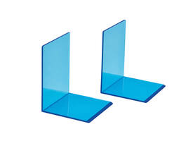Boekensteun MAUL 10x10x13cm acryl set 2 neon blauw transparant