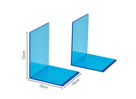 Boekensteun MAUL 10x10x13cm acryl set 2 neon blauw transparant