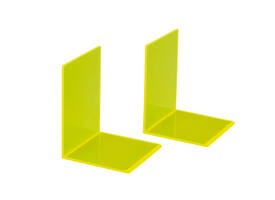 Boekensteun MAUL 10x10x13cm acryl set 2 neon geel transparant
